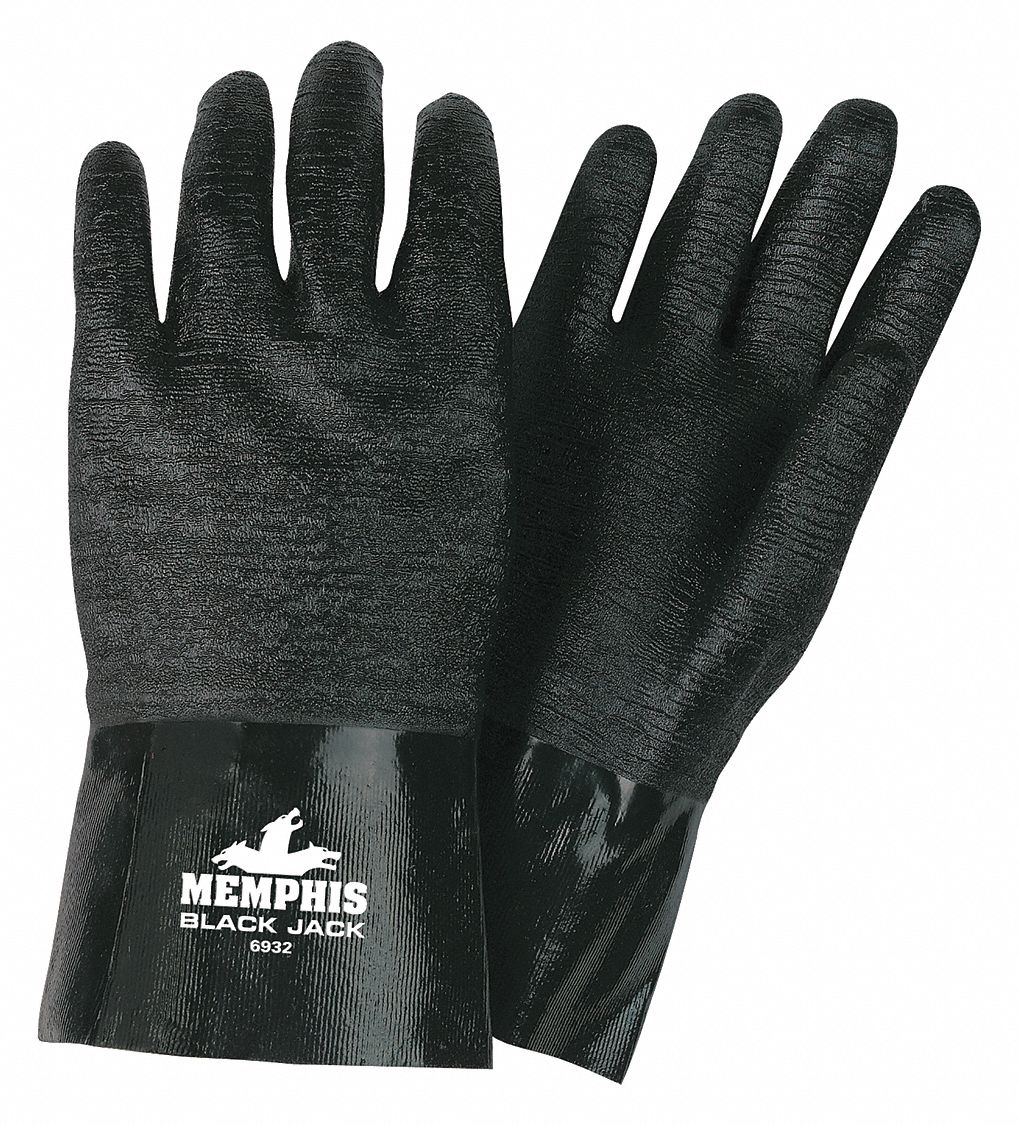 MCR SAFETY Neoprene Chemical Resistant Gloves, L, 12" Glove Length