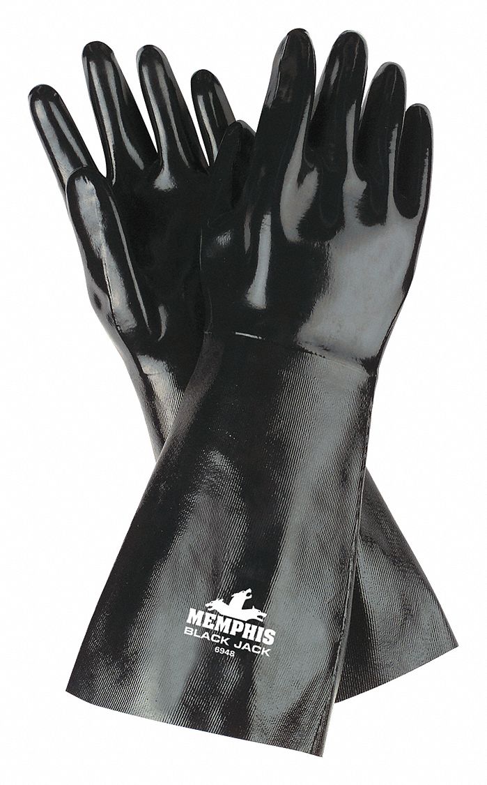 MCR SAFETY Neoprene Chemical Resistant Gloves, L, 18" Glove Length