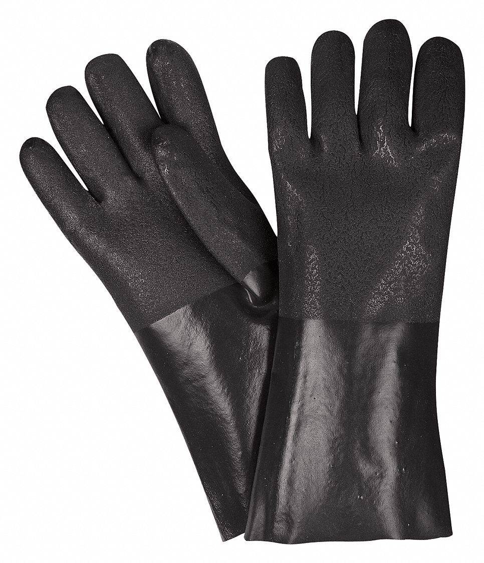 MCR SAFETY Chemical Resistant Gloves, L, Glove Materials PVC, 1 PR
