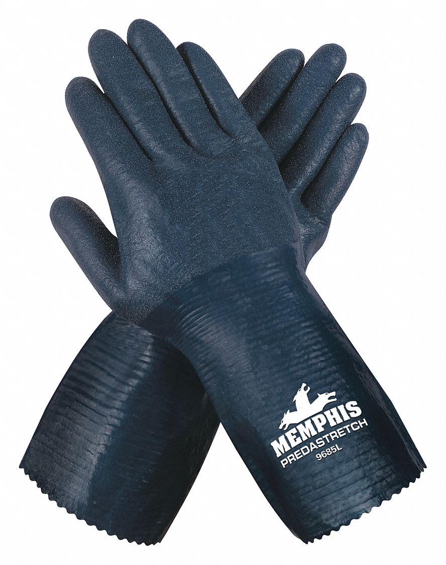 MCR SAFETY Rough Nitrile Coated Gloves, Glove Size L, Blue 48GJ98