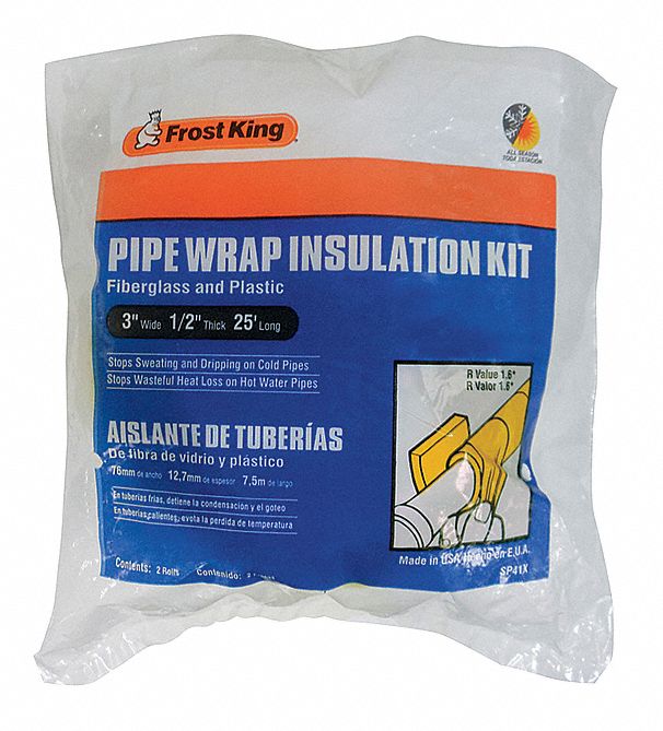 FROST KING, 25 ft Lg, 3 in Wd, Pipe Insulation Wrap 48H488SP41X/12