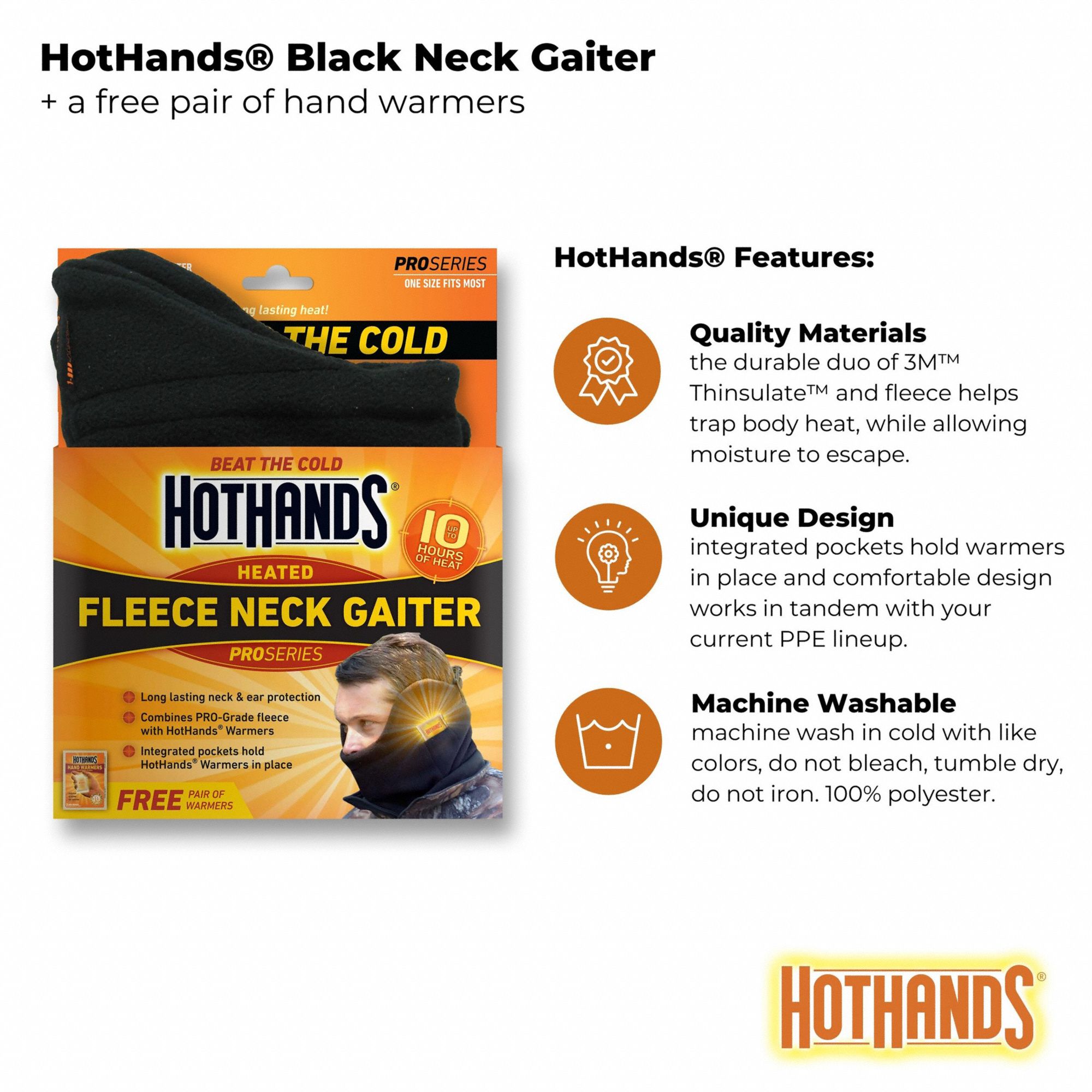 HOTHANDS Neck Gaiter Neck Warmer, Black, Universal, Neck Gaiter