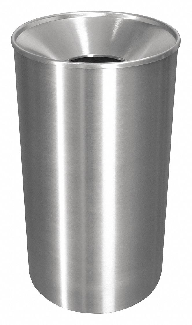 TOUGH GUY 33 gal., Round, Trash Can, Metal, Silver 48L07148L071