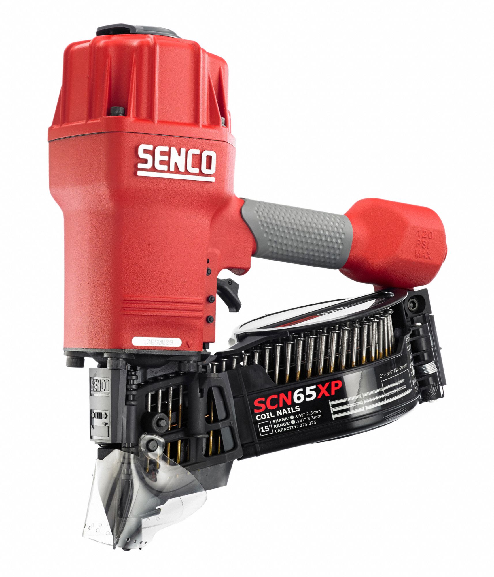 SENCO Air Powered, Nail Gun, Bump Firing Mode, 120 psi 48LR11SCN65XP