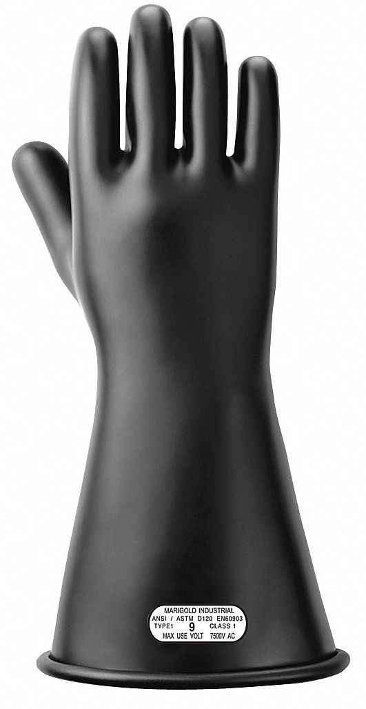 ANSELL Electrical Insulating Gloves, Voltage Class Class 1, Black