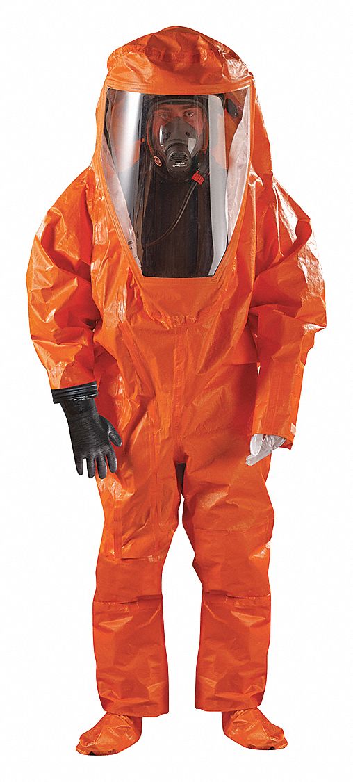 ANSELL Level A RearEntry Encapsulated Suit, Orange, XL, Chemical