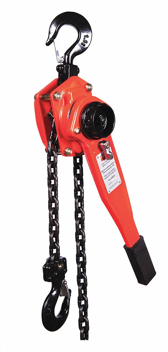 DAYTON Lever Chain Hoist, 3,000 lb Load Capacity, 15 ft Hoist Lift, 1 7