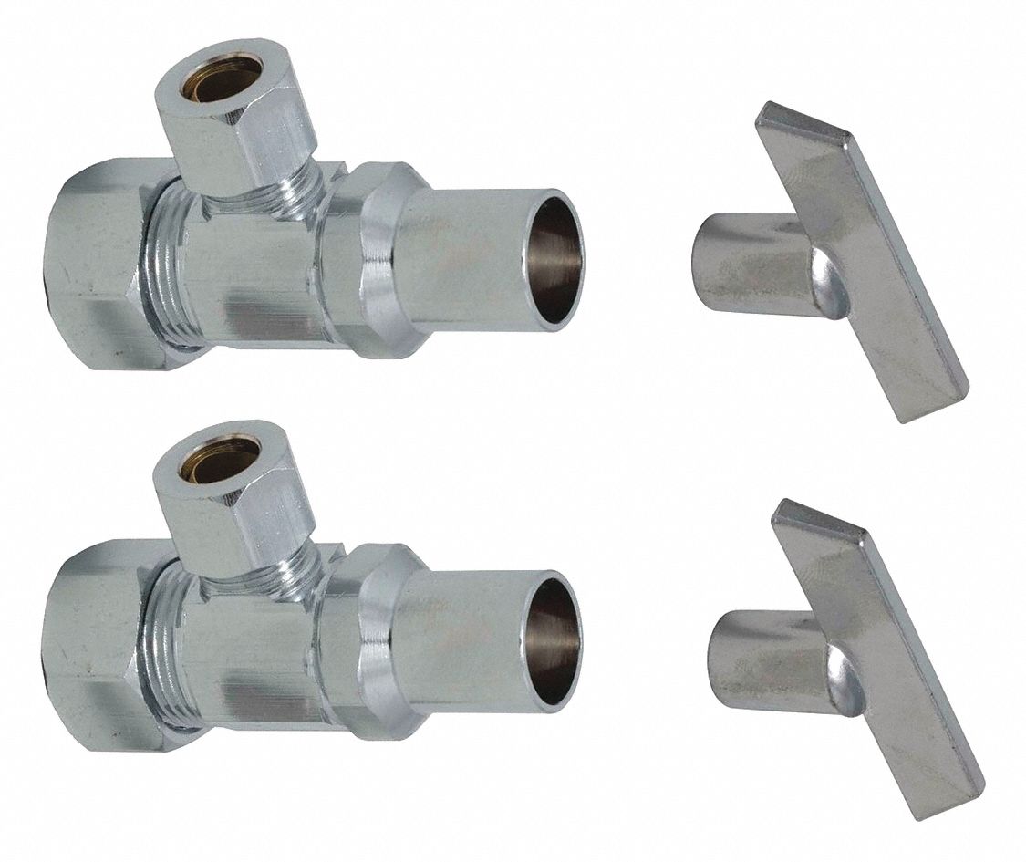 ZURN Angle Supply Stop Angle Body, 1/2 in Nominal Inlet Size, 3/8 in Outlet Size, 33° to 100°F