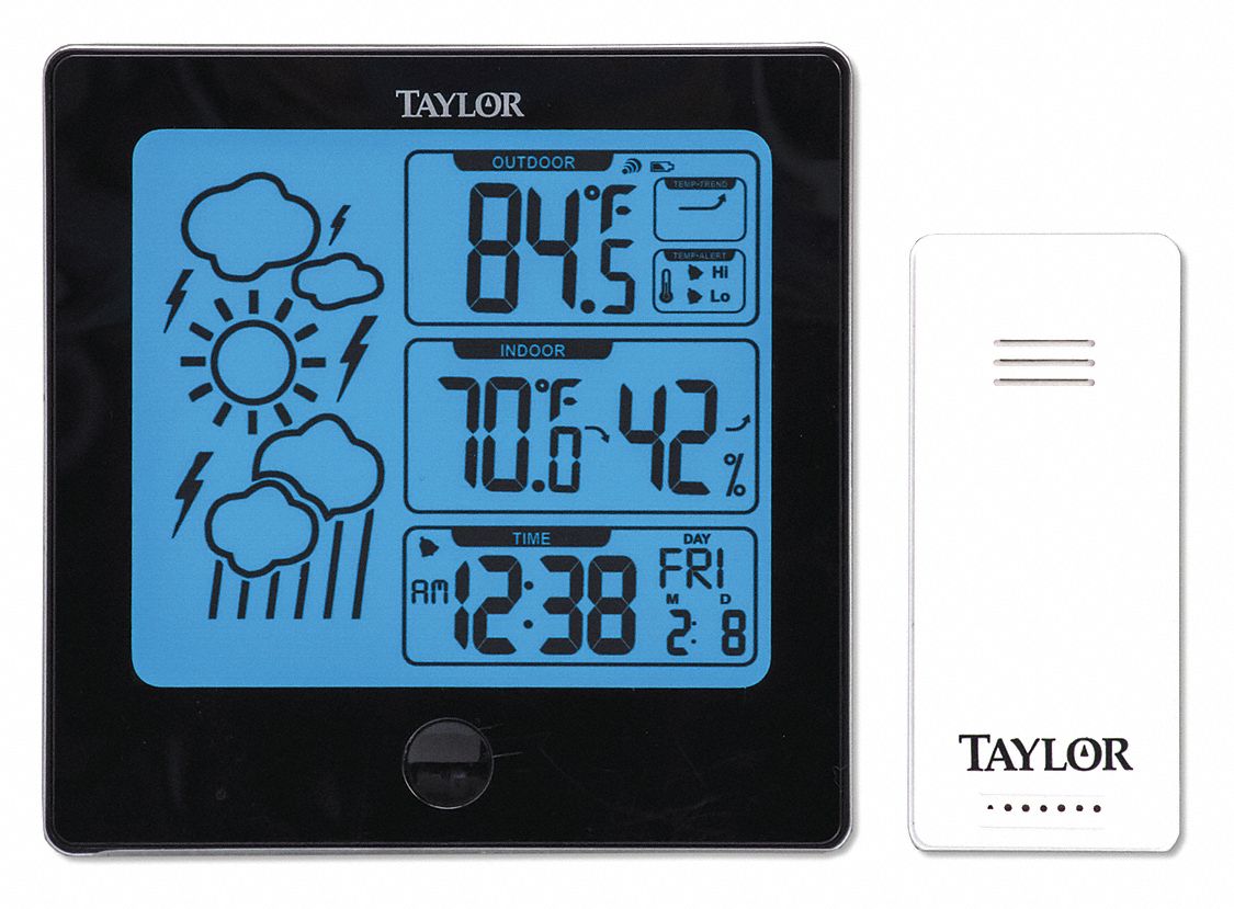 TAYLOR Wireless Thermometer Indoor/Outdoor, 20 to 95 RH, Indoor
