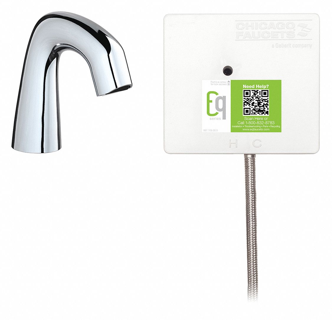 CHICAGO FAUCETS Chrome, Mid Arc, Bathroom Sink Faucet, Motion Sensor