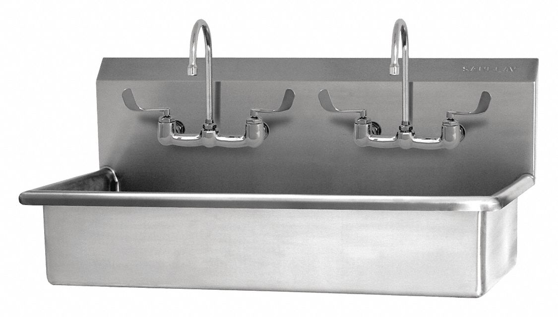 Stainless Steel Wash Station, With Faucet, Wall Mounting Type, Stainless Steel Grainger