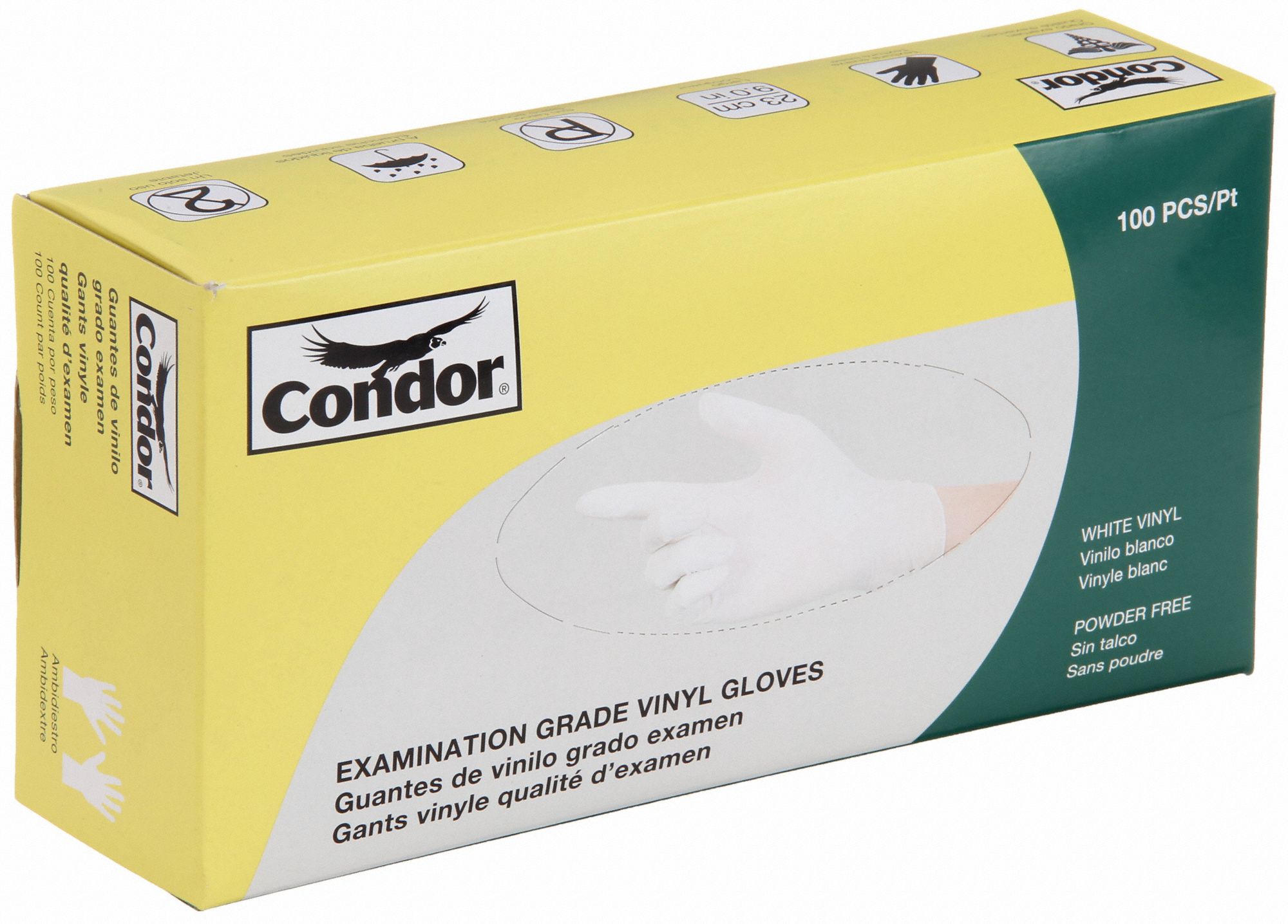 CONDOR Disposable Gloves Gen Purpose/MedicalGrade, 3 mil, PowderFree