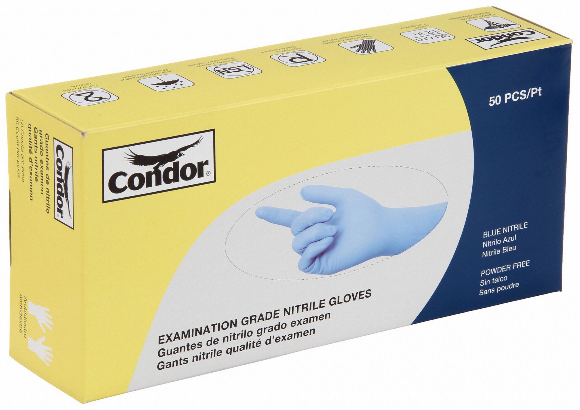 CONDOR Disposable Gloves MedicalGrade, 3 mil, PowderFree, Nitrile