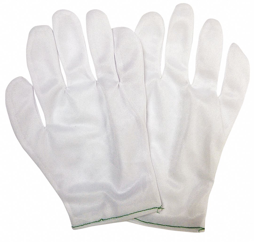 Inspection Gloves,White,Nylon,L,PK12 Grainger