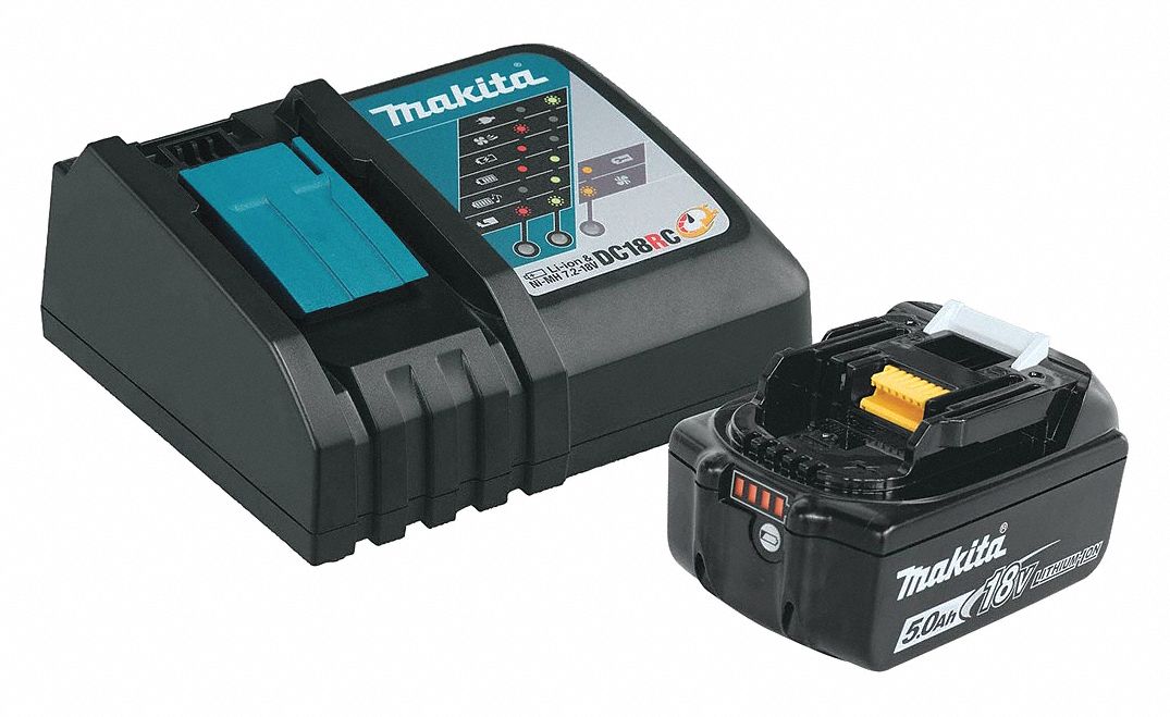 MAKITA Battery and Charger Kit, 5 Ah, LiIon, 18V DC 48WA65