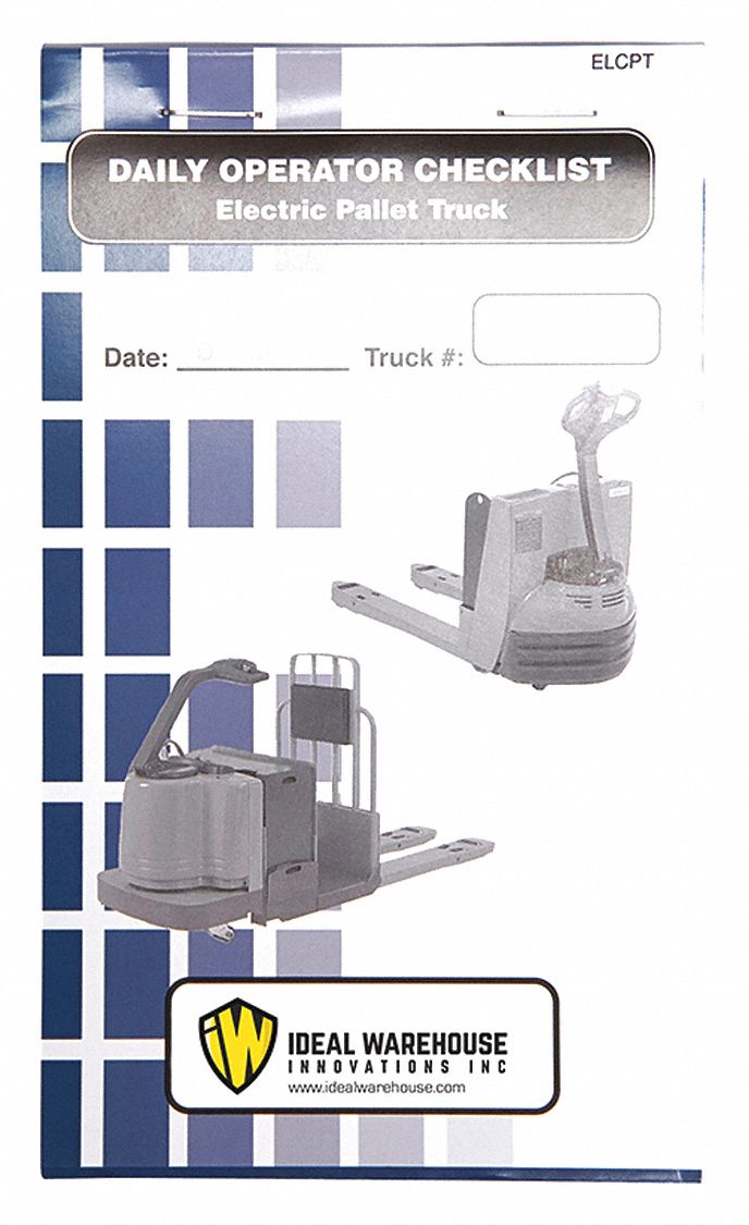 IRONGUARD, Daily Operator Checklist, 4 1/2 in Overall Wd, Replacement