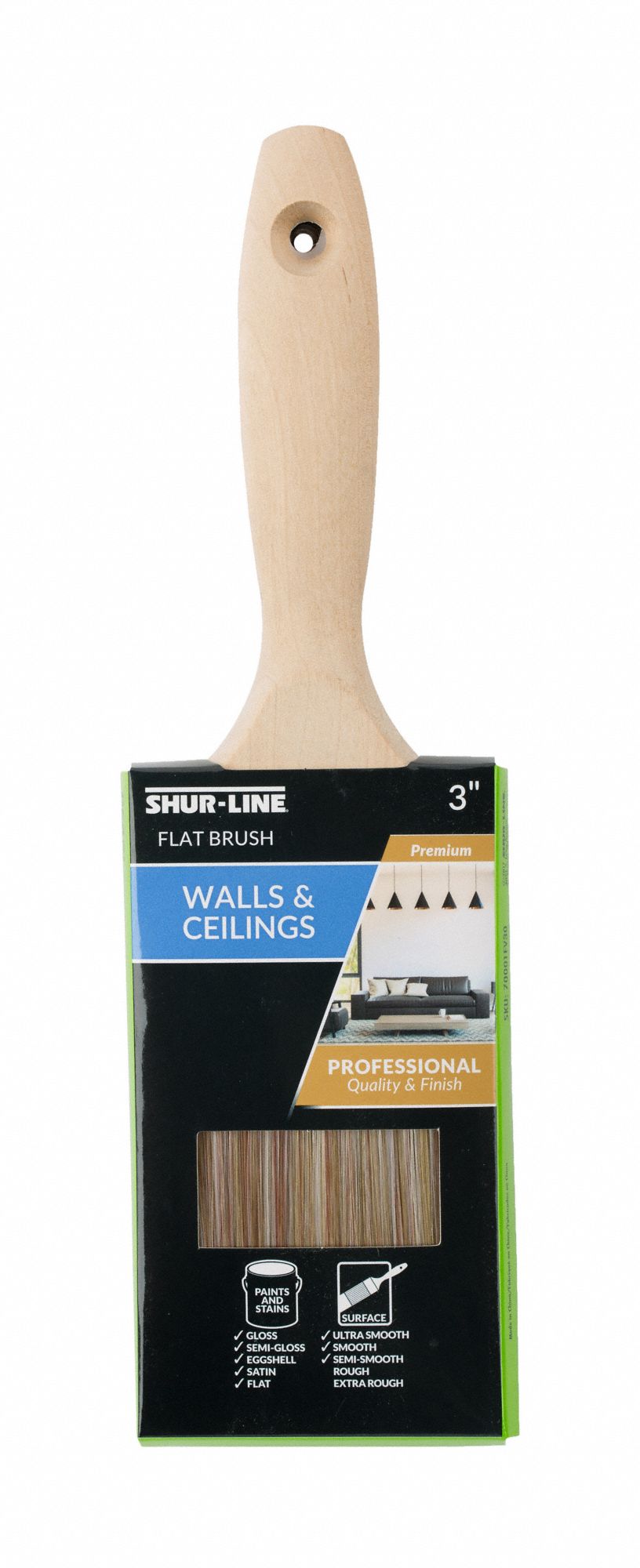 SHURLINE, Flat Sash Brush, 3 in, Paint Brush 48WM0270001FV30 Grainger