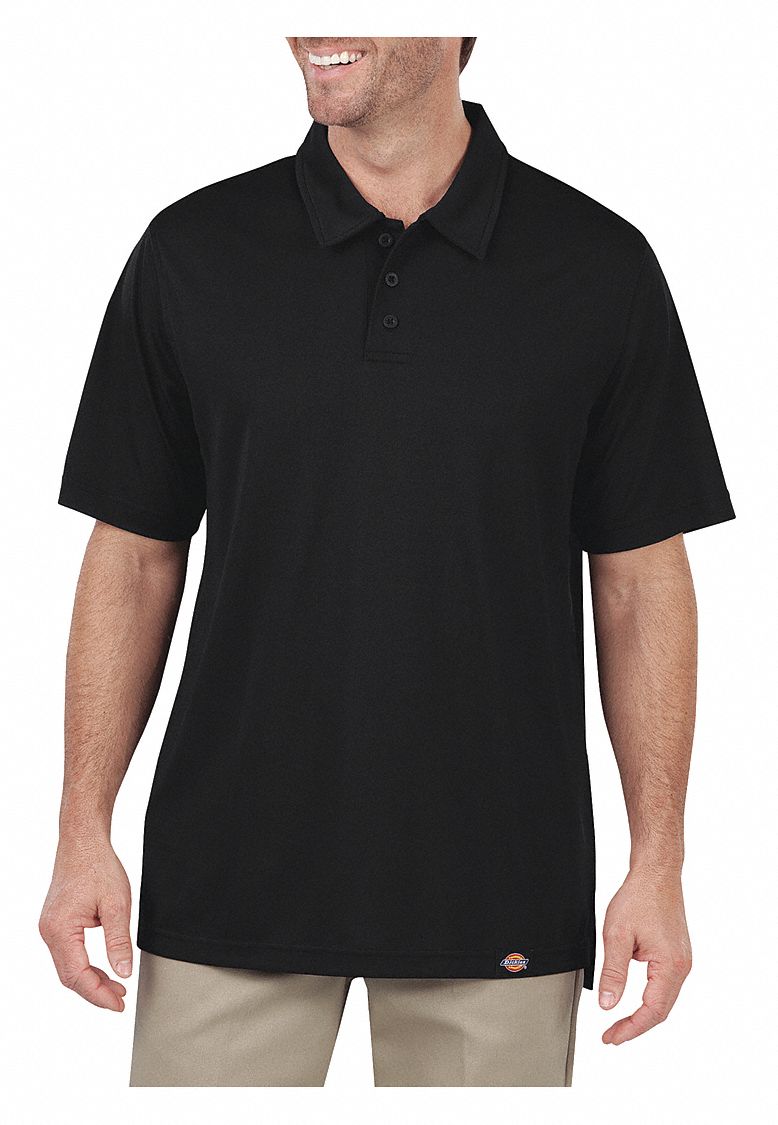 DICKIES, Men's, 3XL, Short Sleeve Polo 48XK22LS45BK RG 3XL Grainger