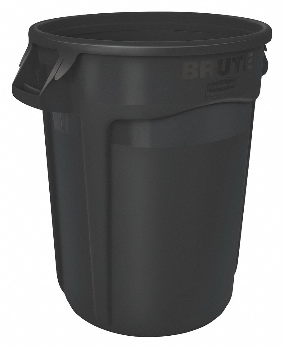 RUBBERMAID COMMERCIAL PRODUCTS, Round, Black, Trash Can 48XM37
