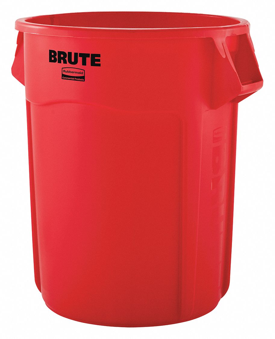 RUBBERMAID COMMERCIAL PRODUCTS, Round, Red, Trash Can 48XM33