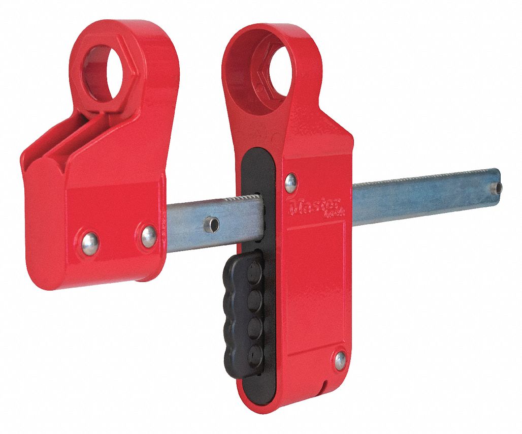 MASTER LOCK Blind Flange Lockout Device, Red/Black/Silver, 0.750" to 1.