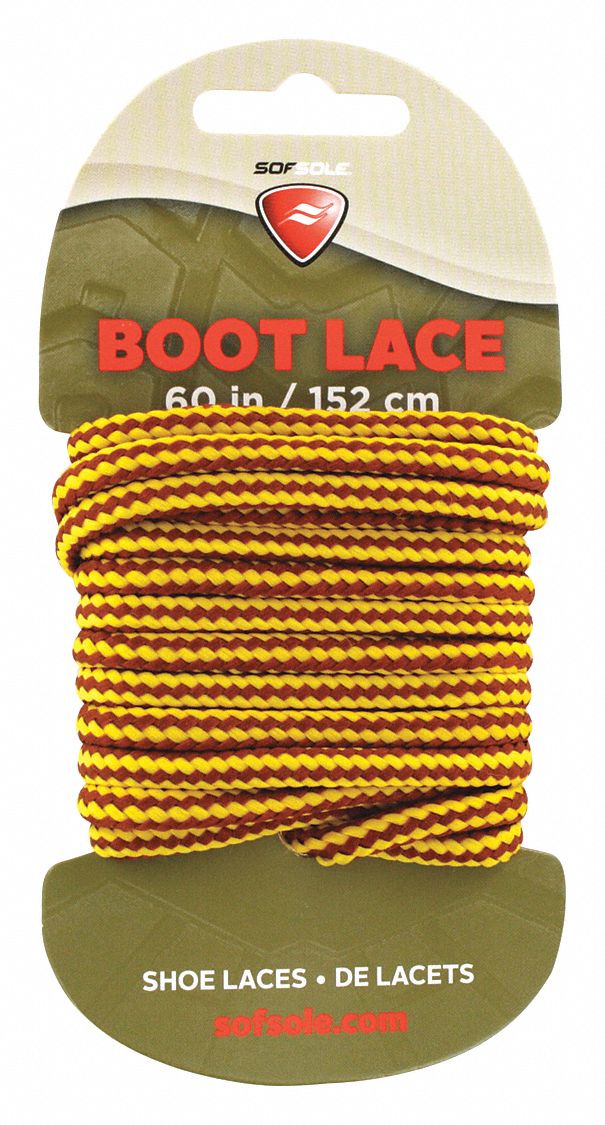 SOF SOLE Boot and Shoe Laces, 60 in Length, Brown/Gold, Polyester
