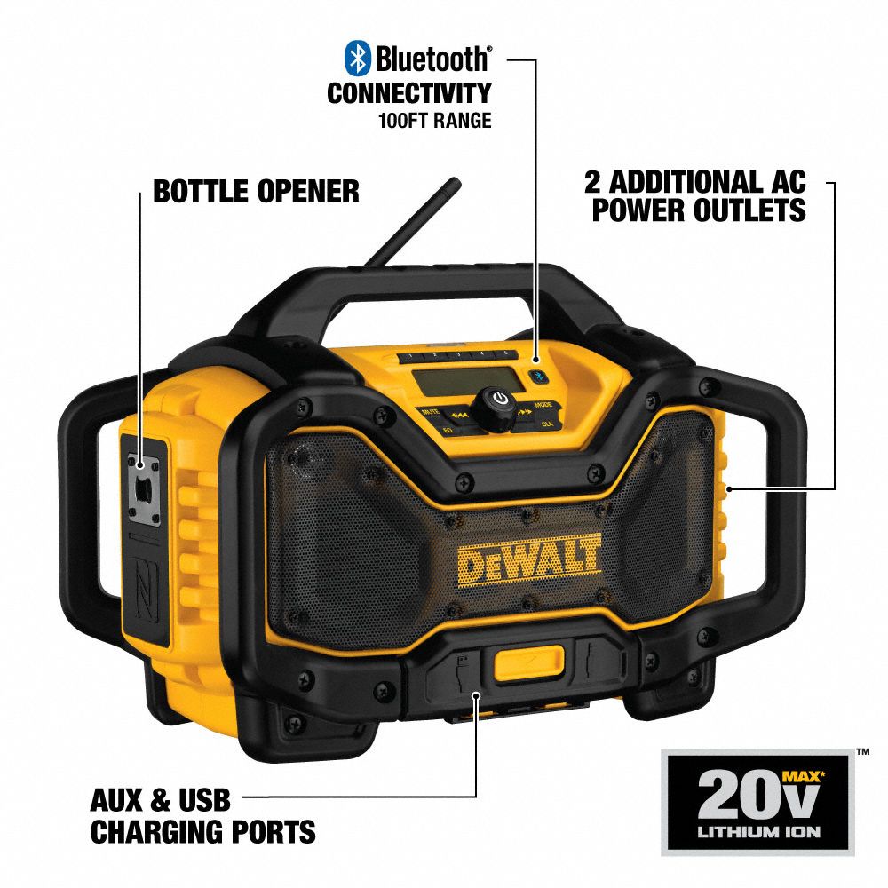 DEWALT Radio and Charger 20V MAX/20V/60V FLEXVOLT, Bare Tool, AM/FM
