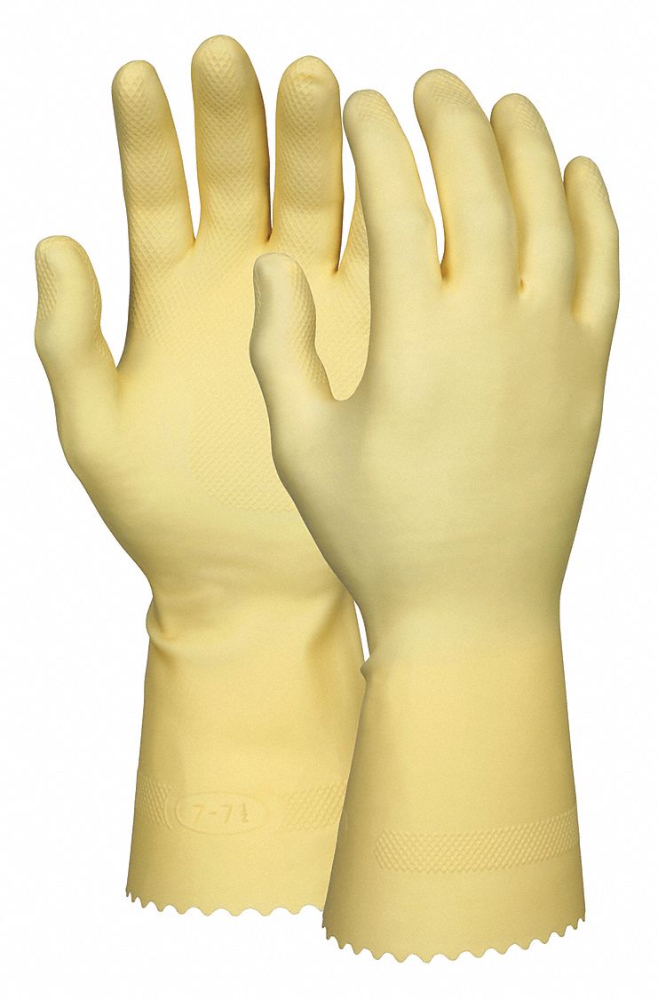 MCR SAFETY Chemical Resistant Gloves, S, Glove Materials Natural Rubber