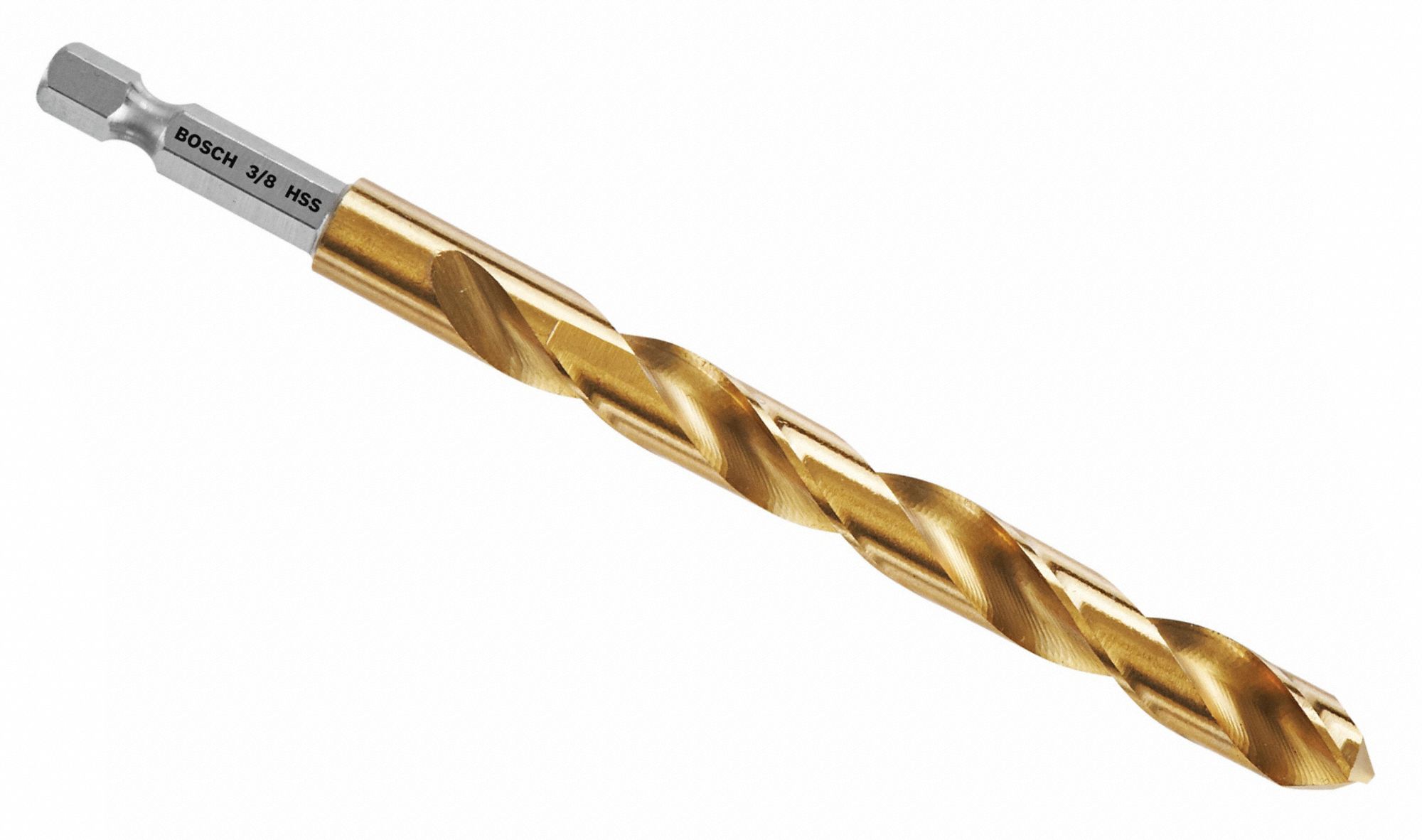 BOSCH, 3/8 in Drill Bit Size, 3 1/2 in Flute Lg, Hex Shank Drill Bit