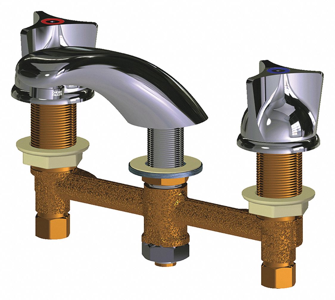 CHICAGO FAUCETS Low Arc, Bathroom Sink Faucet, 3Wing Canopy Faucet