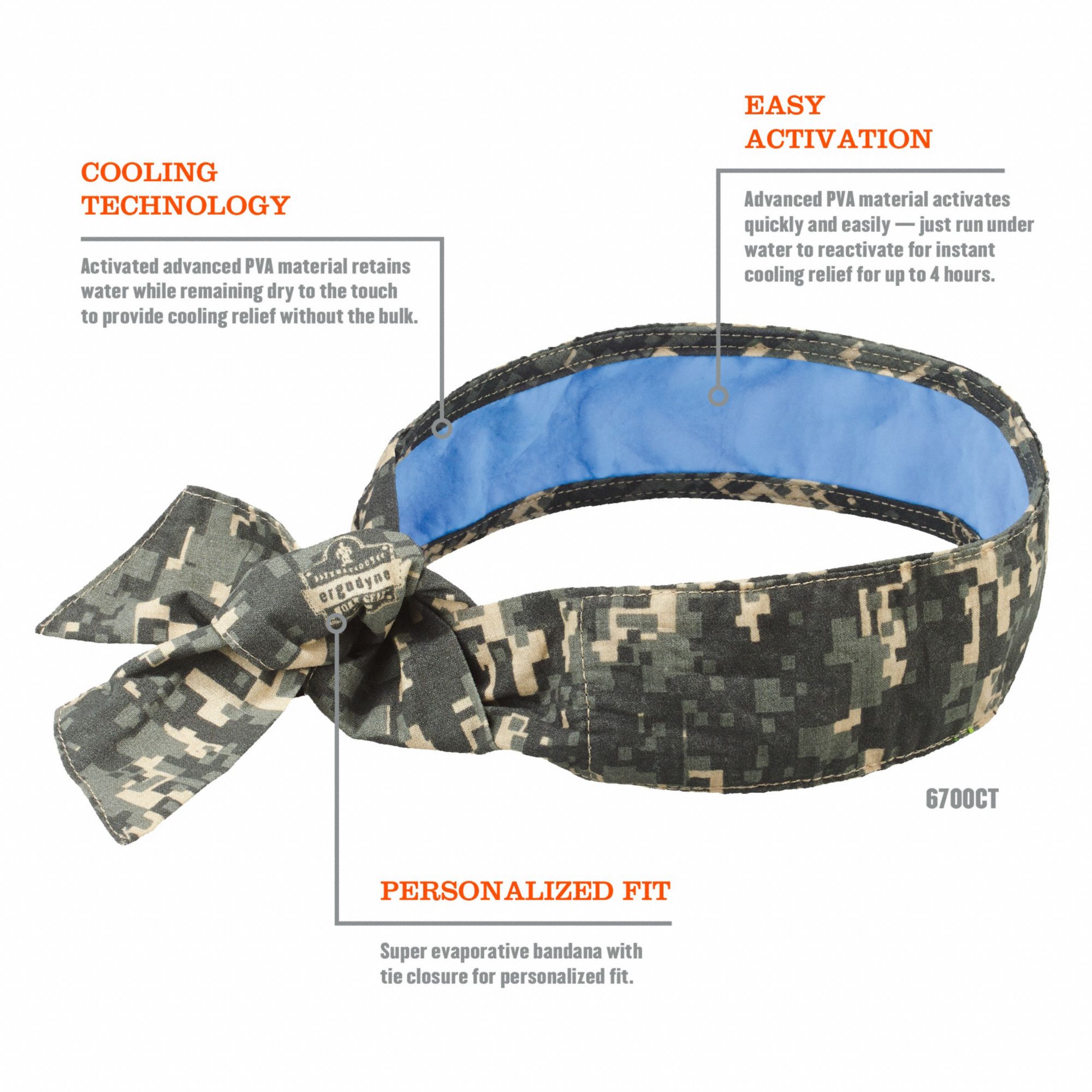 CHILLITS BY ERGODYNE Evaporative Cooling Bandana, PVA and Cotton