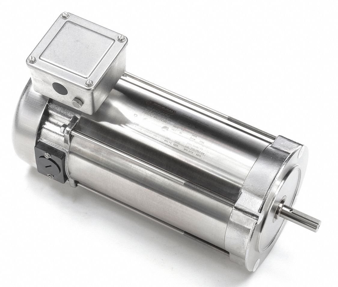 DC Washdown Motor, 3/4 HP, 56C Frame, Nameplate RPM 1750, Voltage 90V