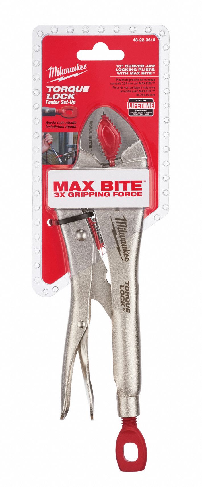 MILWAUKEE Curved Jaw Locking Pliers, Jaw Capacity 17/8 in, Jaw Length