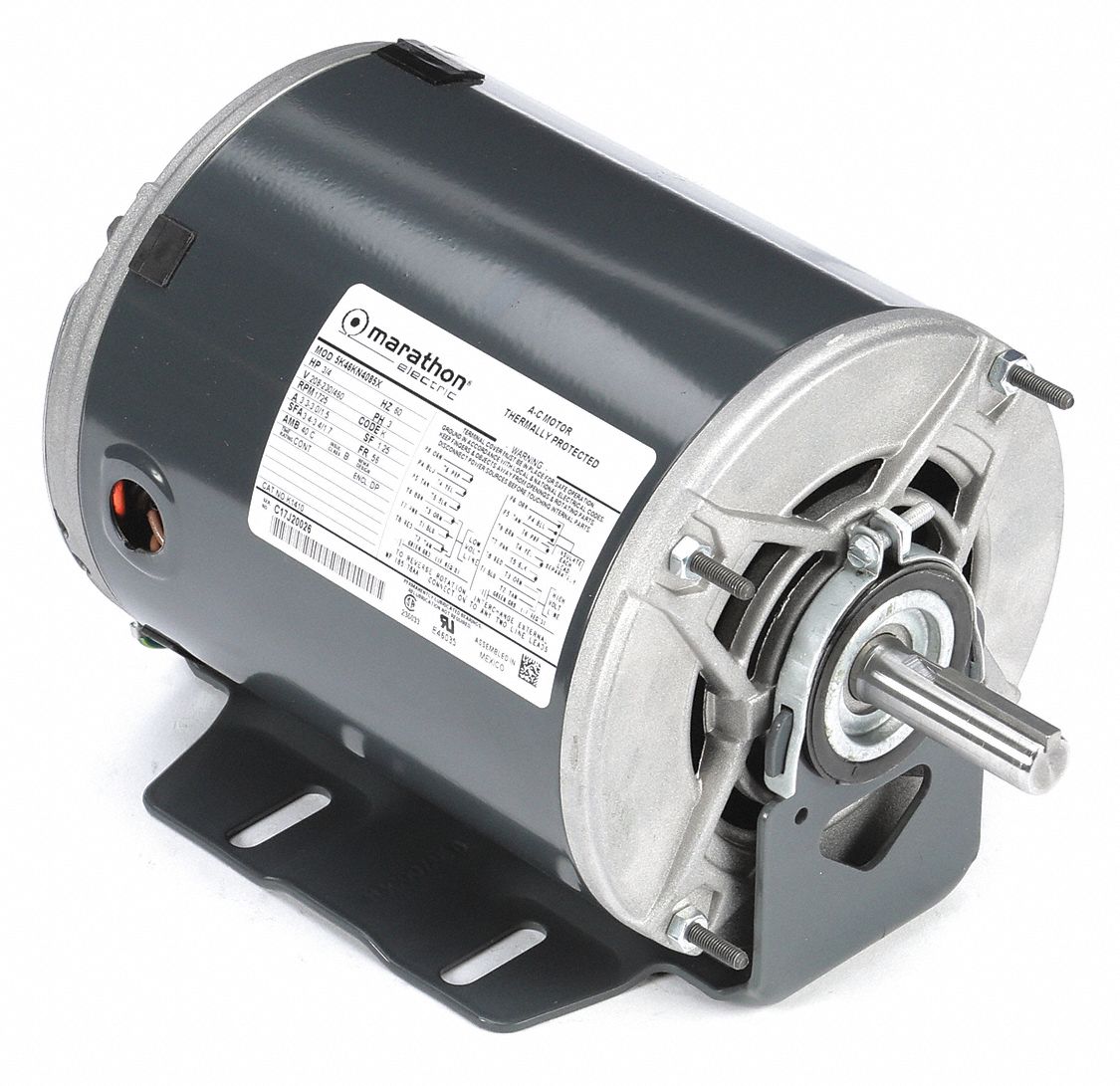 MARATHON MOTORS Belt Drive Motor, 3/4 HP, 3Phase, Nameplate RPM 1,725