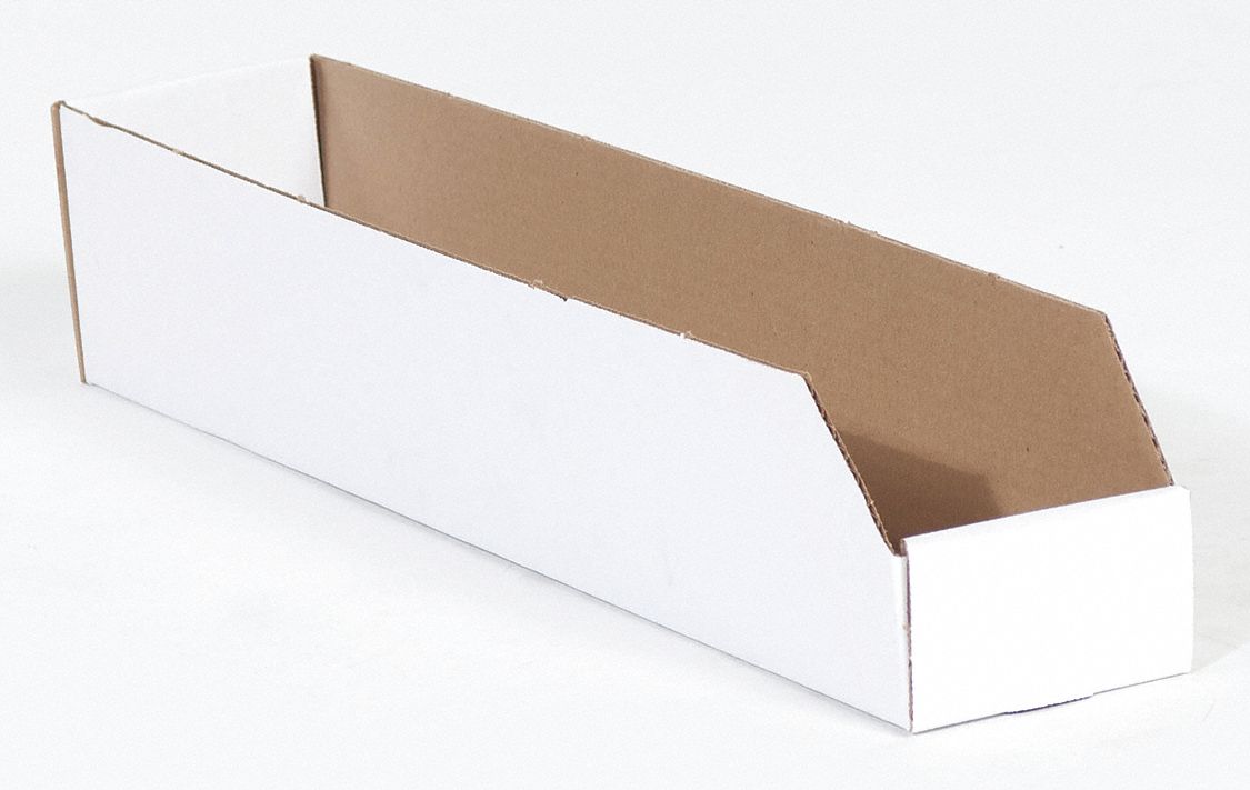 GRAINGER APPROVED Corrugated Shelf Bin, White, 4 1/2 inH x 12 inL x 8 inW, 50PK 490X41