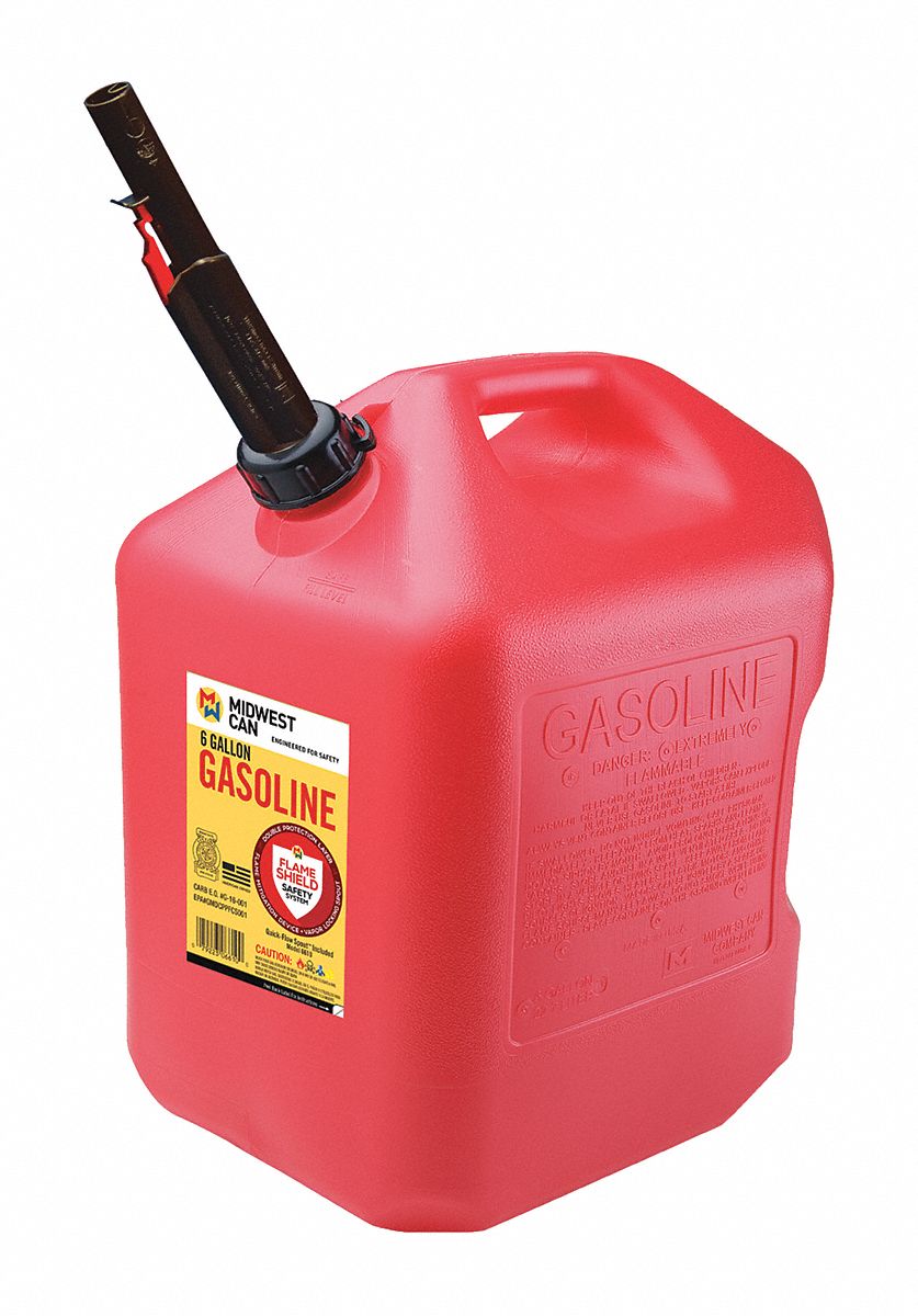 FLAME SHIELD, 6 gal Capacity, Gasoline, Gas Can 491K326610 Grainger