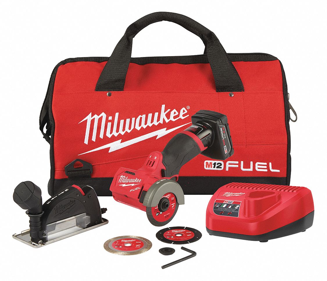 MILWAUKEE CutOff Tool Kit, Cordless, 3 in Wheel Diameter, 20,000 RPM