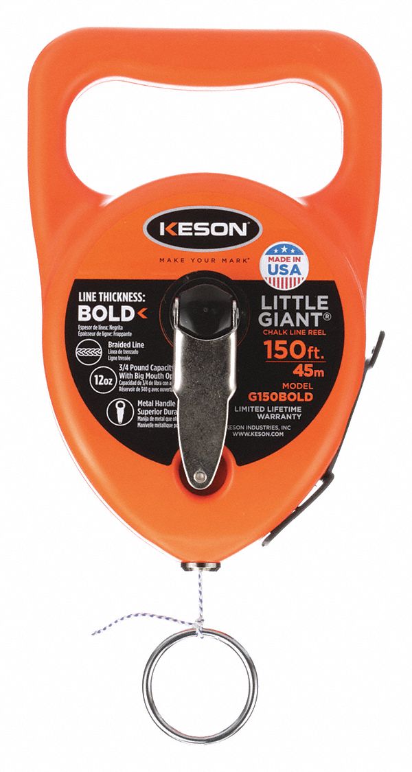 KESON Chalk Line Reel, 150 ft. L, Orange 492U65G150BOLD Grainger