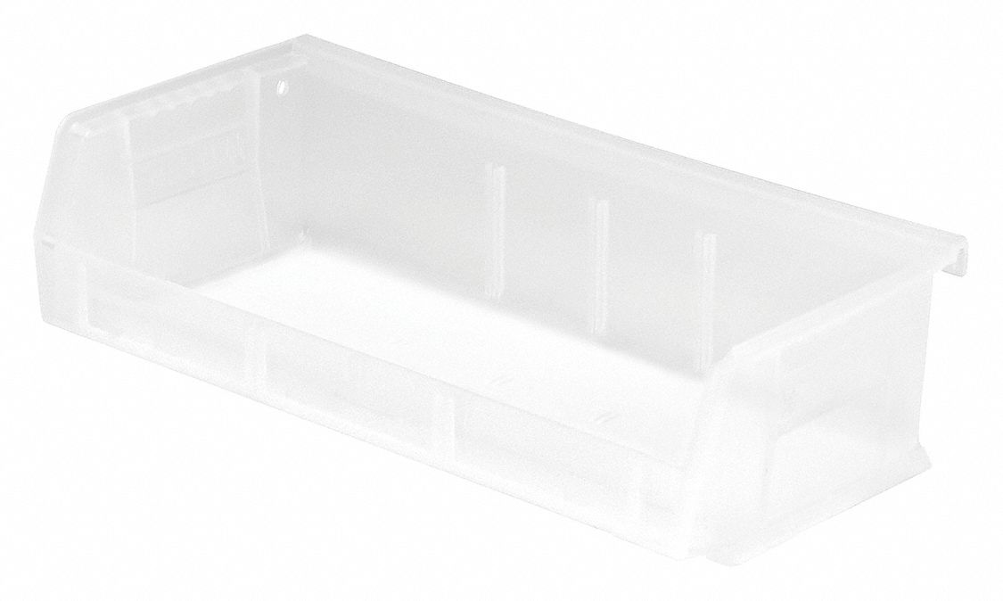 QUANTUM STORAGE SYSTEMS, 11 in x 5 3/8 in x 3 in, Clear, Hang and Stack