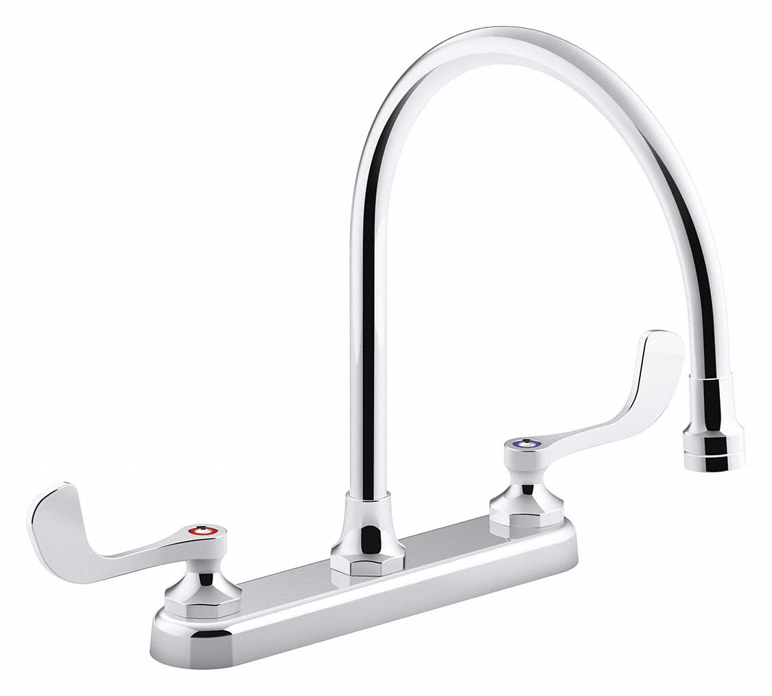 KOHLER Chrome, Gooseneck, Kitchen Sink Faucet, Manual Faucet Activation