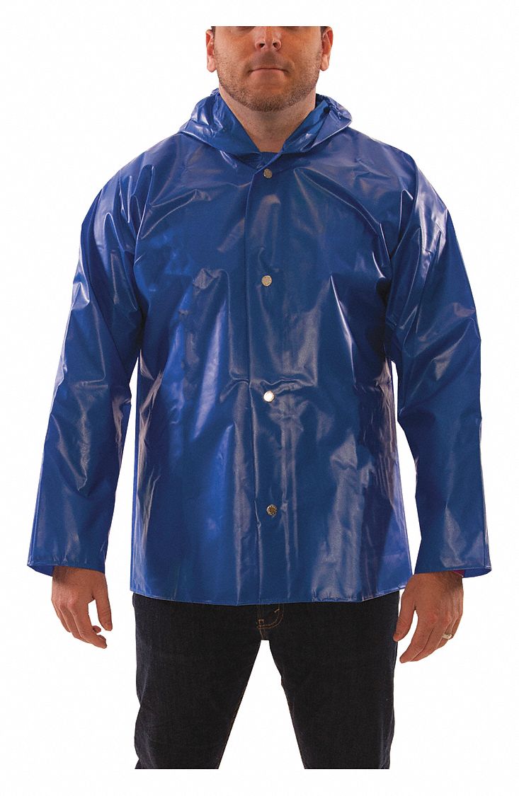 TINGLEY Blue, Rain Jacket, 3XL, Polyurethane, Men's, Hood Style