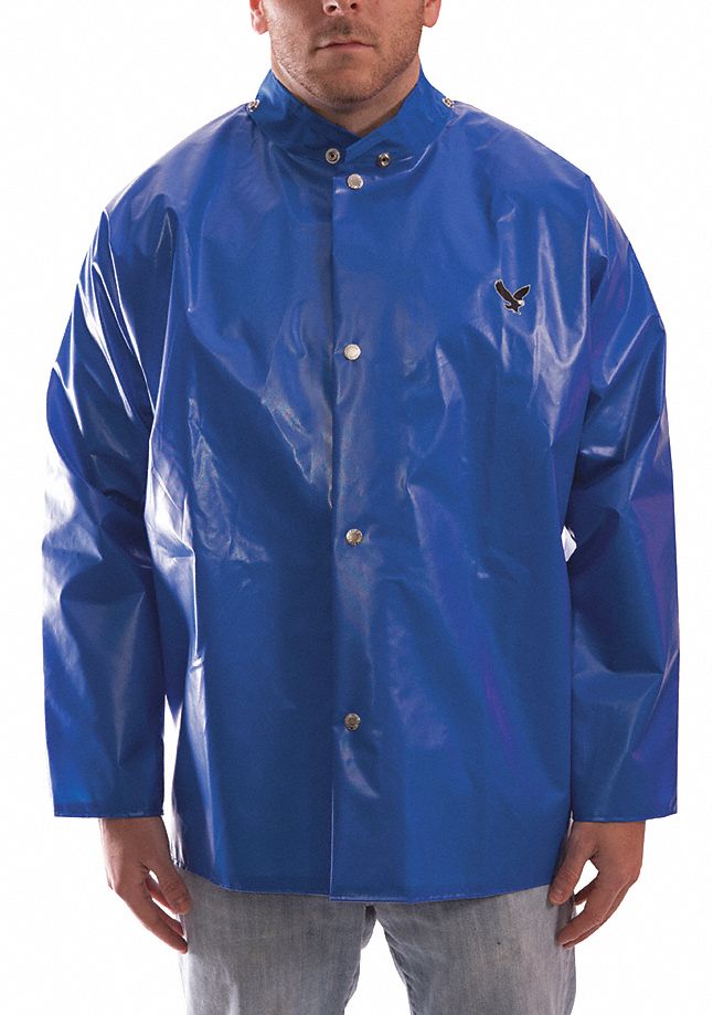 TINGLEY Blue, Rain Jacket, 4XL, Polyurethane, Men's, Hood Style None