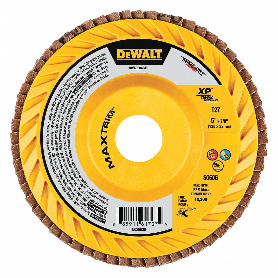 DEWALT Type 27, Flap Disc, Ceramic, 5 in Disc Diameter, 80 Abrasive