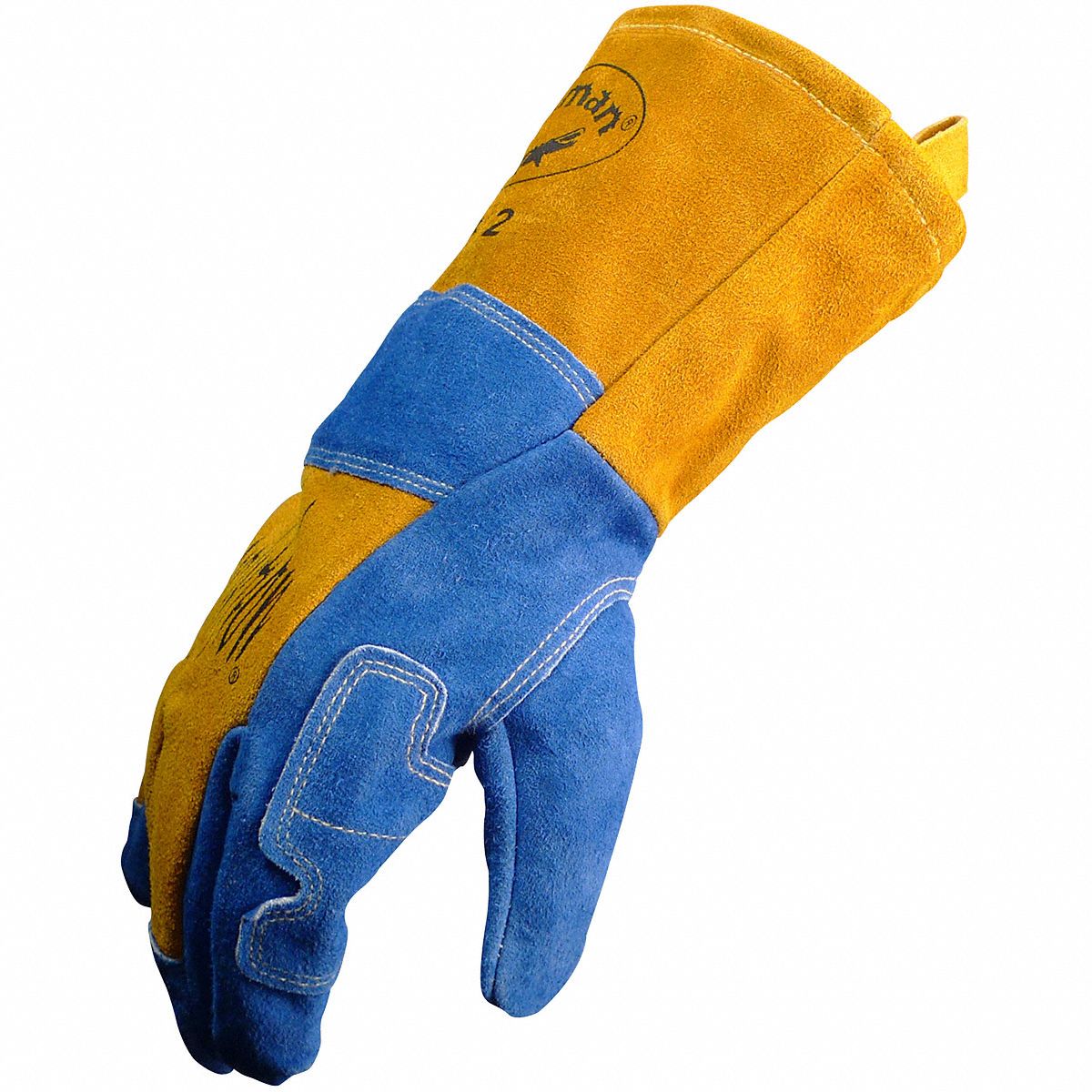 CAIMAN Welding Gloves Keystone Thumb, Gauntlet Cuff, Premium, Blue