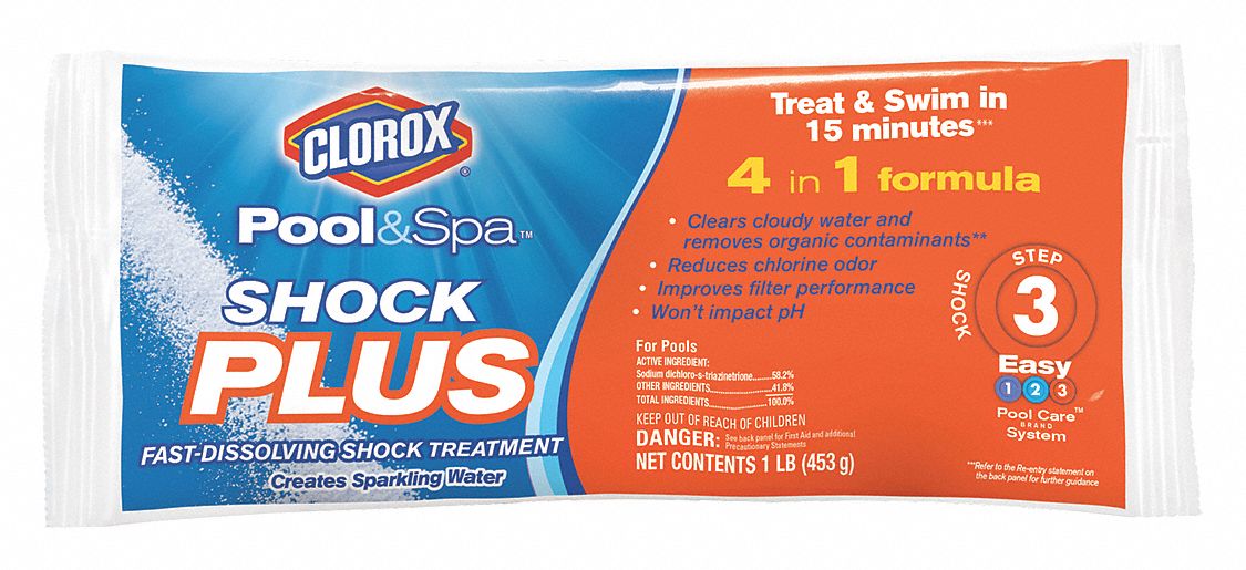CLOROX POOL & SPA, Granular, Packet, Pool Shock Plus 494P1832636CLX