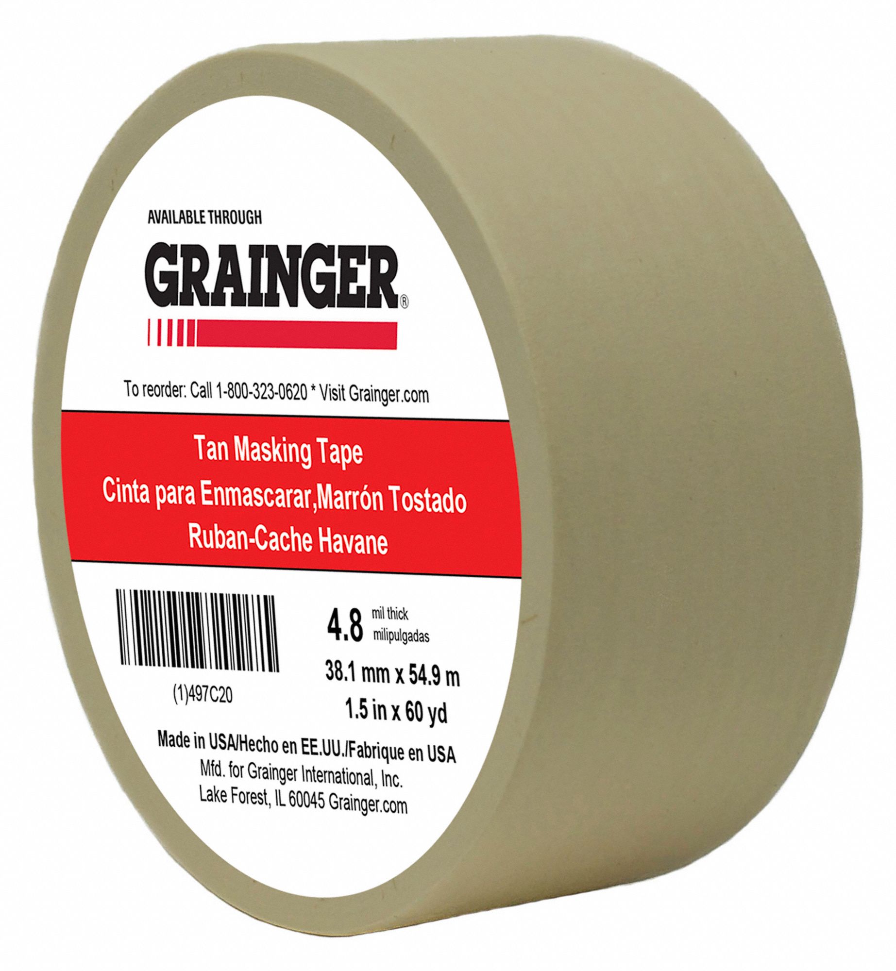 GRAINGER APPROVED General Purpose Masking Tape, Tape Brand GRAINGER