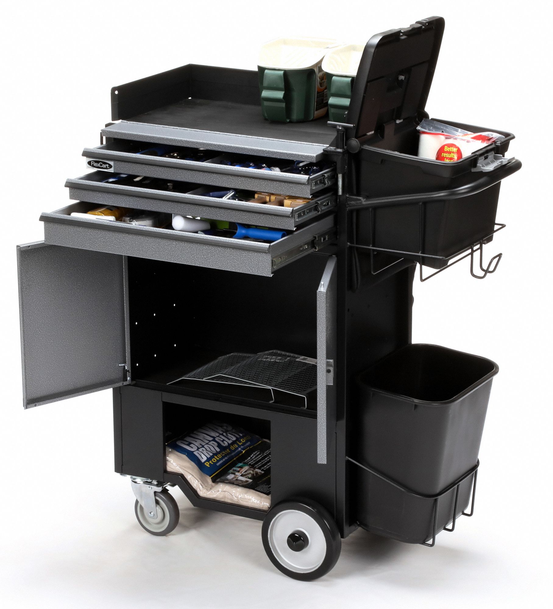 FLEXCART Powder Coated Black, Light Duty, Tool Utility Cart, 37 1/2 in