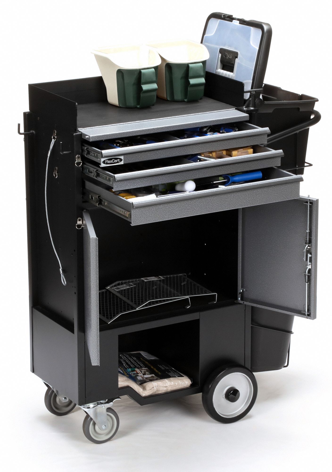 FLEXCART Powder Coated Black, Light Duty, Tool Utility Cart, 37 1/2 in