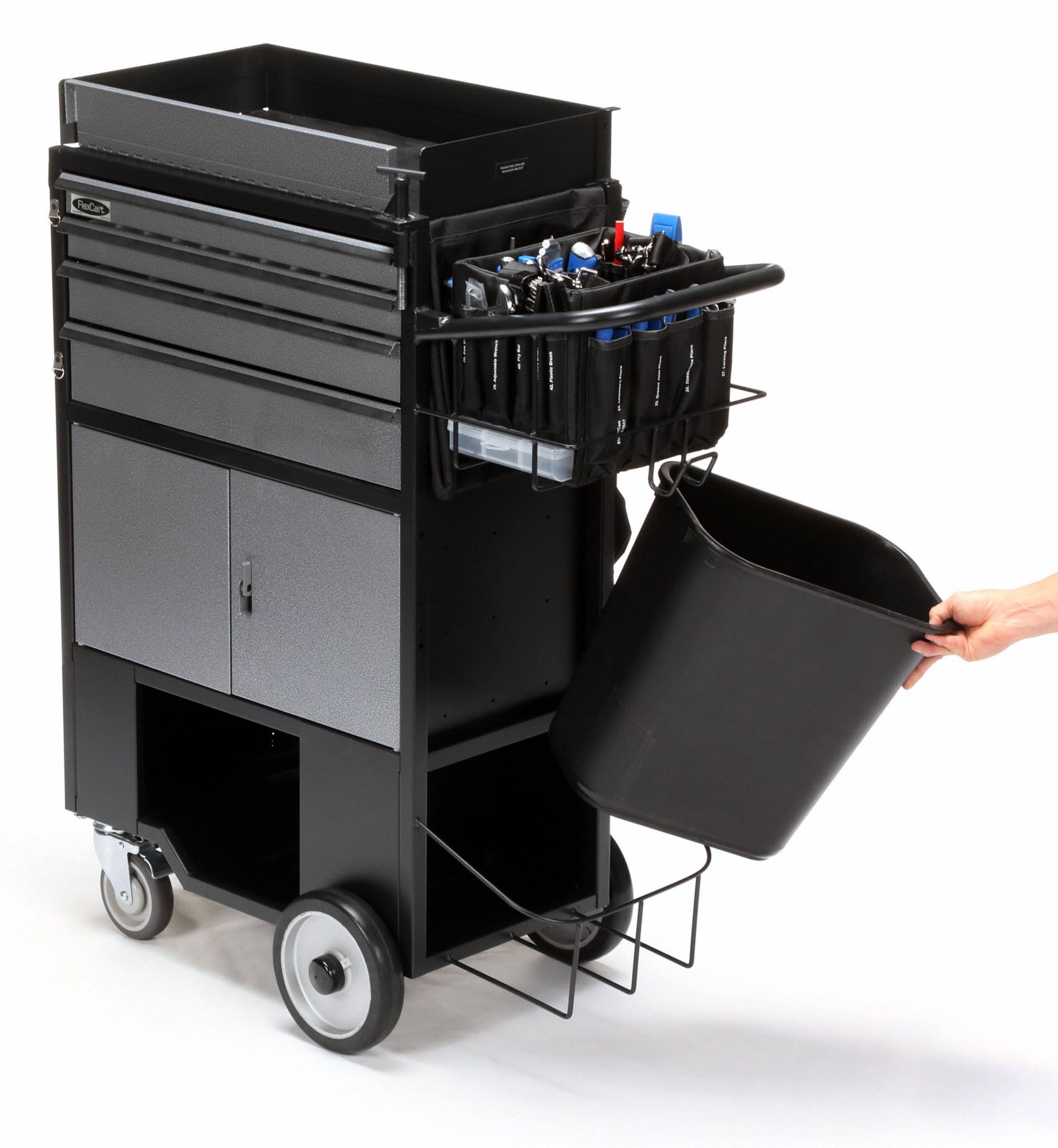 FLEXCART Powder Coated Black, Light Duty, Tool Utility Cart, 37 1/2 in