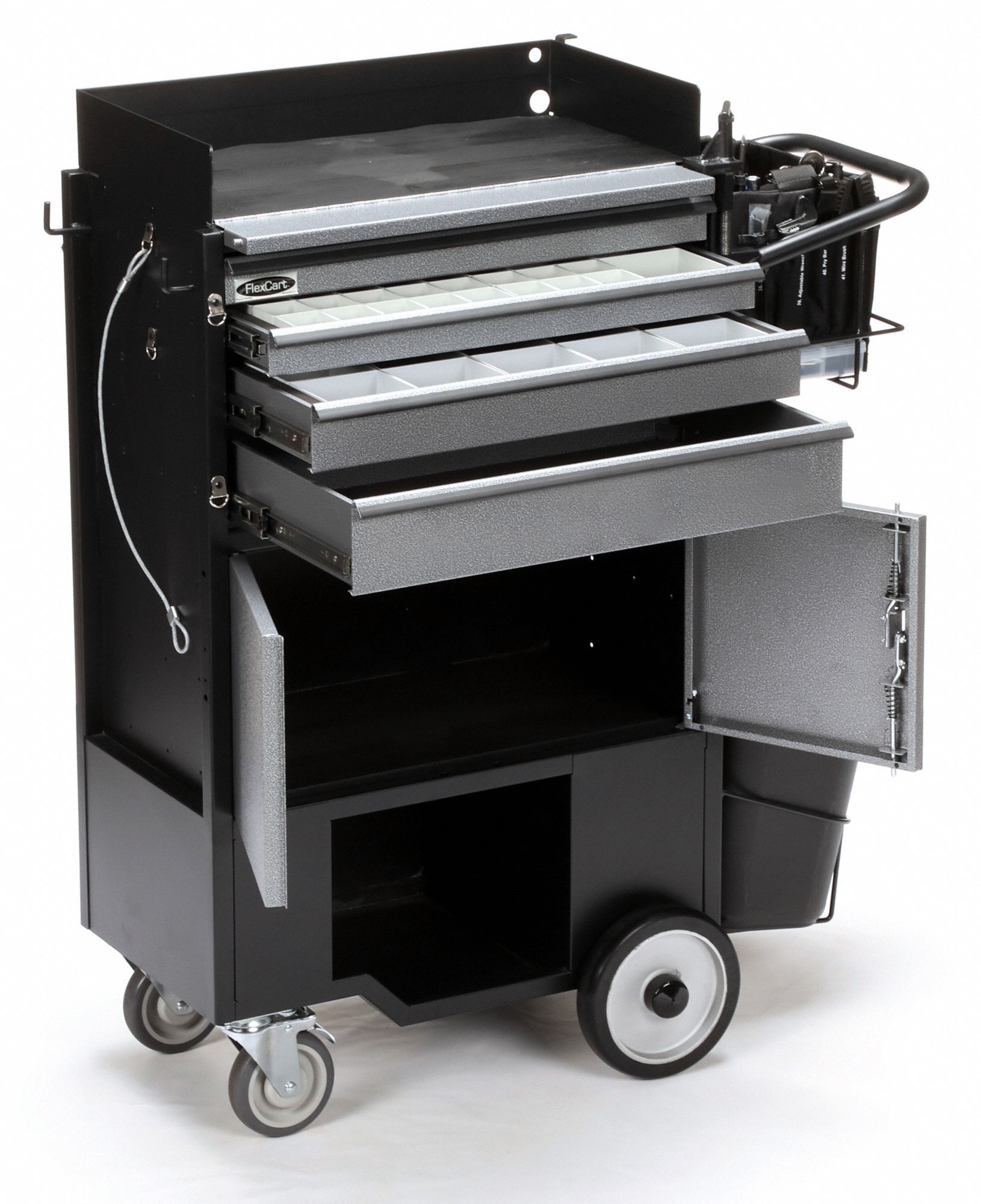 FLEXCART Powder Coated Black, Light Duty, Tool Utility Cart, 37 1/2 in